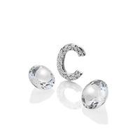 Anais Initial \'C\' Rhodium and white Topaz