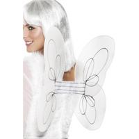 Angel Glitter Wings, White And Silver, 50cm x 30cm
