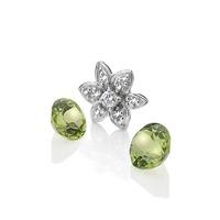 Anais Rhodium and Peridot Flower