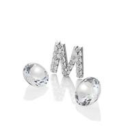 Anais Initial \'M\' Rhodium and White Topaz