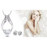 Angel Heart Necklace and Earrings Set