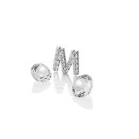 Anais Sterling Silver Letter \'M\' and White Topaz Charm EX232