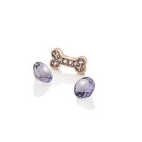 Anais Rose Gold Plated Dog Bone and Amethyst Charm EX199