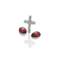 Anais Sterling Silver Cross and Garnet Charm EX116