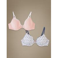 Angel 2 Pack Cotton Rich Moulded Underwired Full Cup Bras