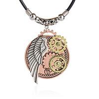 Angel Wing Gear Steampunk Necklace Vintage Gothic Jewelry-Angel Coin