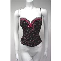 Ann Summers Size 10/12 Black and Pink Floral Basque Ann Summers - Size: 10 - Black - All in one