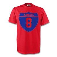 andres iniesta barcelona crest tee red