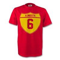 andres iniesta spain crest tee red kids