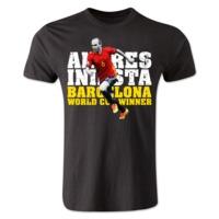 andres iniesta barcelona player t shirt black kids