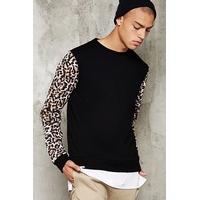 animal print sleeve sweatshirt