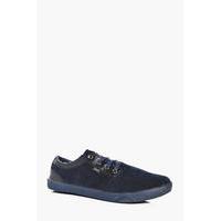 And Pu Panelled Lace Up Plimsoll - navy