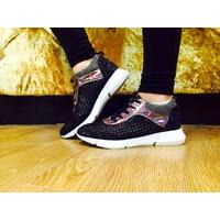 Aniston sequin and glitter back trainers