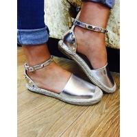 Anneli Silver Studded Espadrilles