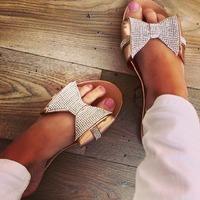 Annie bow and diamante slip on sandals