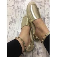 Anneli Gold Studded Espadrilles