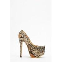 animal mock croc pattern platform heels