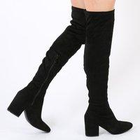 anita long boots faux suede black