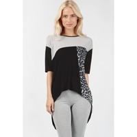 ANIMAL COLOUR BLOCK DIP HEM T-SHIRT