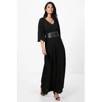 Angel Sleeve Column Maxi Dress - black