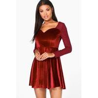 ann sweetheart neck chiffon skater dress berry