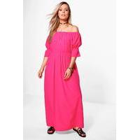 annie off the shoulder woven maxi dress pink