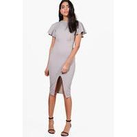 Angel Sleeve Wiggle Midi Dress - ice