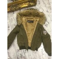 anderson faux fur hooded bomber jacket