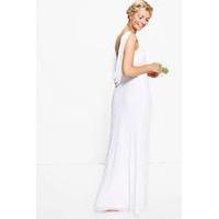 Anya Cowl Back Sequin Maxi Dress - white