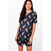 anna pineapple pyjama set black