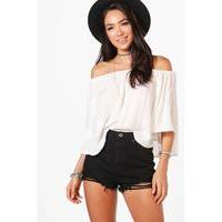 Angled Distressed Denim Shorts - black