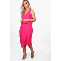 Anna Wrap Front Occasion Dress - cerise