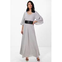 Angel Sleeve Column Maxi Dress - dove