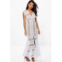 anna corded lace panelled maxi dress ivory