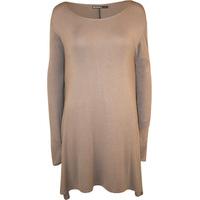 Anya Plain Long Sleeve Swing Top - Mocha