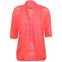 Anne Short Sleeve Crochet Knitted Shrug - Fluorescent Pink