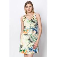 Animal & Roses Print Zip Front Dress