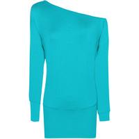 Anona Off Shoulder Long Sleeve Batwing Top - Turquoise