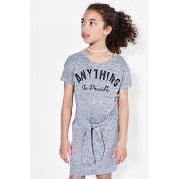 Anything Is Posible Tie Waist Dress - grey