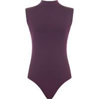 Ana Basic Sleeveless Turtleneck Bodysuit - Purple