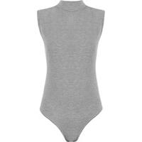 Ana Basic Sleeveless Turtleneck Bodysuit - Light Grey