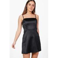 Annie Satin A-Line Mini Dress - black