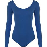 annabelle basic scoop neck long sleeve bodysuit blue