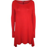 anya plain long sleeve swing top red