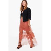 Annie Eyelash Lace Tulle Maxi Skirt - rose