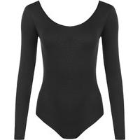 Annabelle Basic Scoop Neck Long Sleeve Bodysuit - Black
