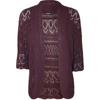 Anne Short Sleeve Crochet Knitted Shrug - Purple