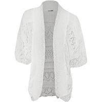 anne short sleeve crochet knitted shrug white