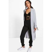 Annie Tie Cuff Duster Jacket - dove