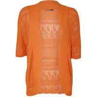 Anne Short Sleeve Crochet Knitted Shrug - Orange